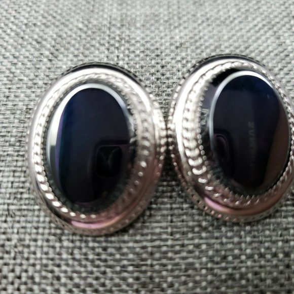 Vtg Whiting & Davis Co Hematite Clip On Earrings - Picture 2 of 12